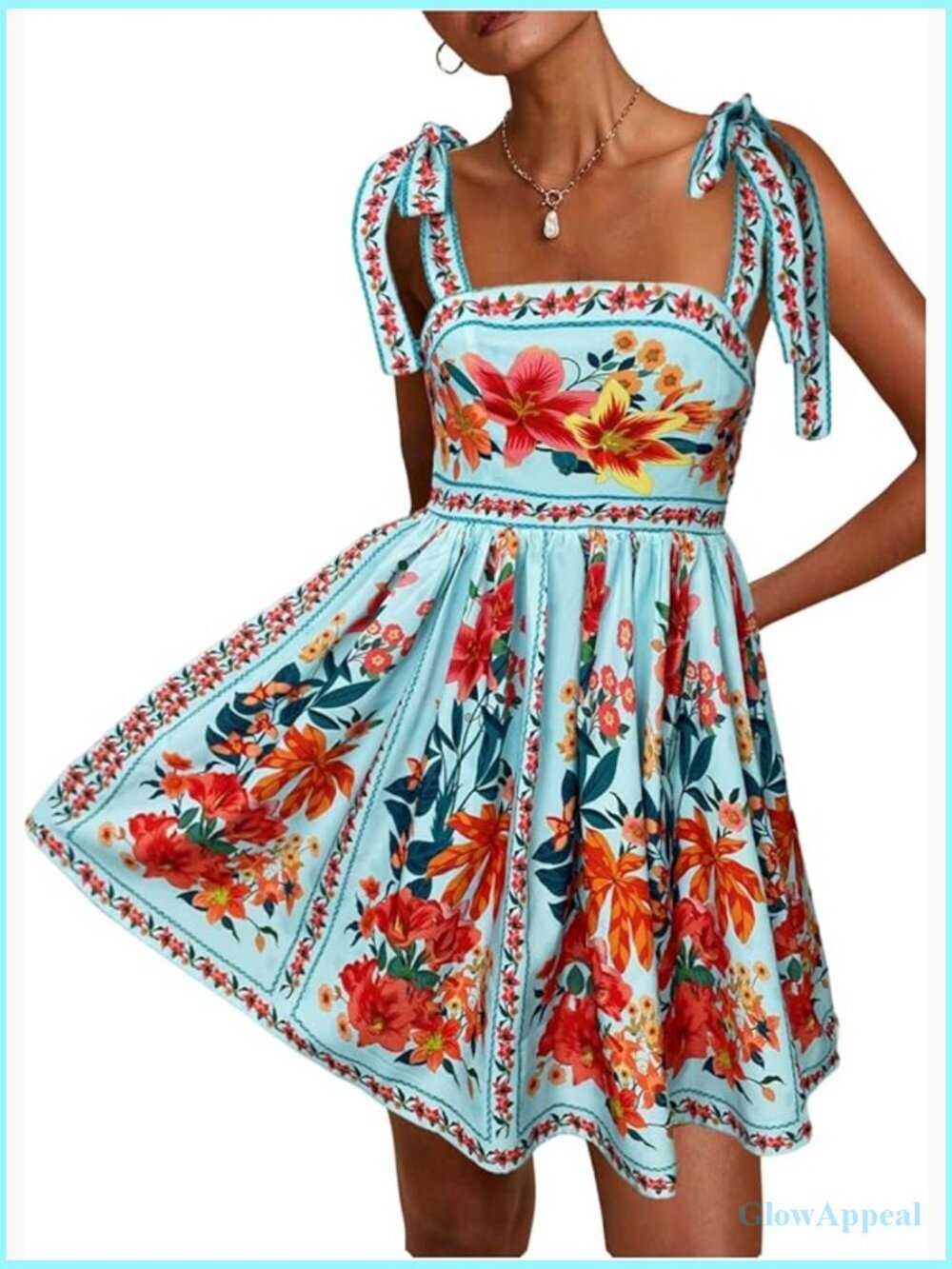 Sleeveless Tie Shoulder Flowy Mini Sundress with Ruffle Hem